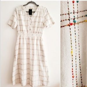 NET cream rainbow window plaid midi